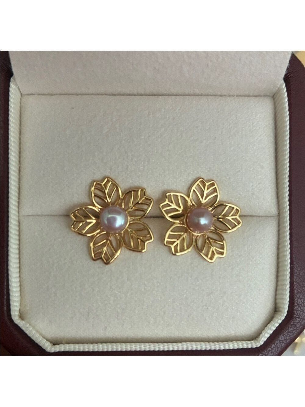 Elegant Gold and Pearl Flower Earrings